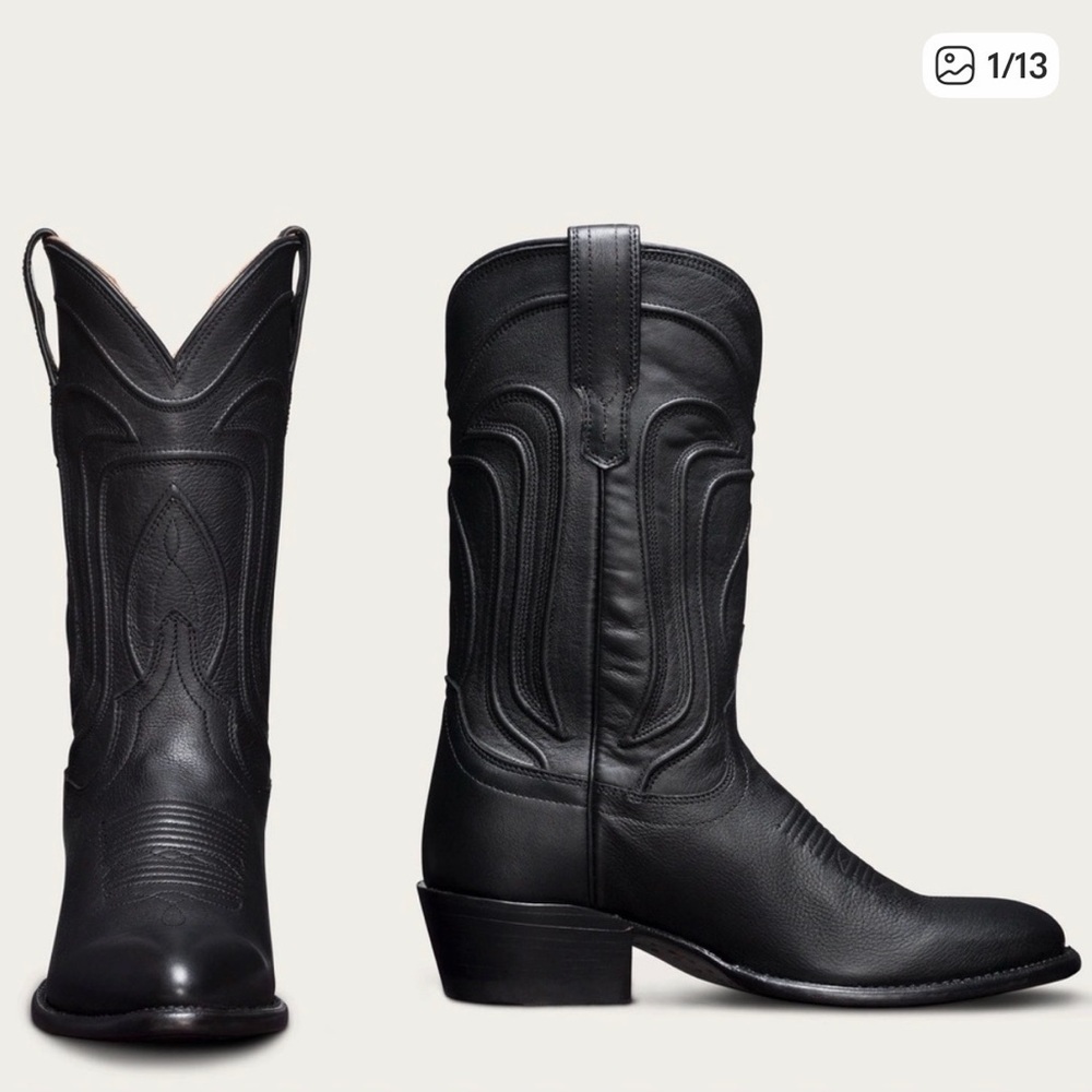 Tecovas Black Leather Western Heeled Boots